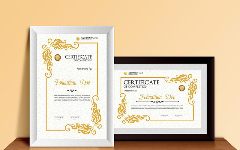 Download Шаблон сертификата "Retro Gold Certificate Template" / Retro Gold Certificate Template - Шаблон сертификата на тему графика certificate corporate decorative diploma elegant excellence frame graduation green modern multicolor ornament ornaments paper print ready template professional red simple