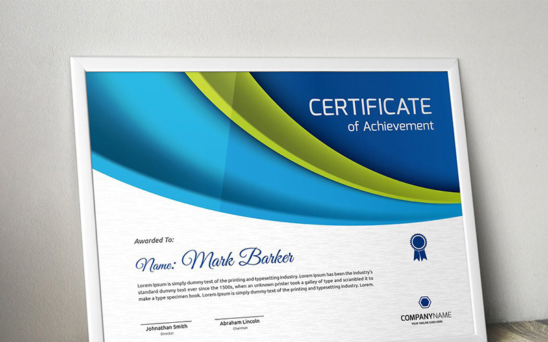 Download Шаблон сертификата "Curvy Certificate Template" / Curvy Certificate Template - Шаблон сертификата на тему графика certificate corporate decorative diploma elegant excellence frame graduation green modern multicolor ornament ornaments paper print ready template professional red simple