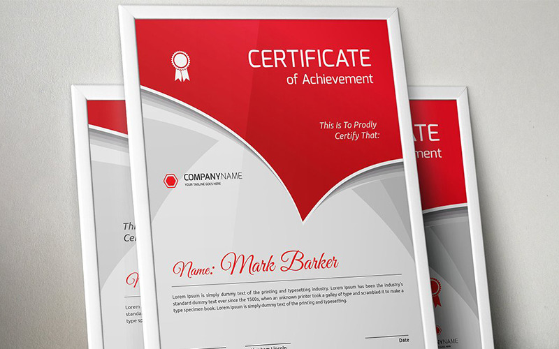 Download Шаблон сертификата "Curvy Modern Certificate Template" / Curvy Modern Certificate Template - Шаблон сертификата на тему графика certificate corporate decorative diploma elegant excellence frame graduation green modern multicolor ornament ornaments paper print ready template professional red simple