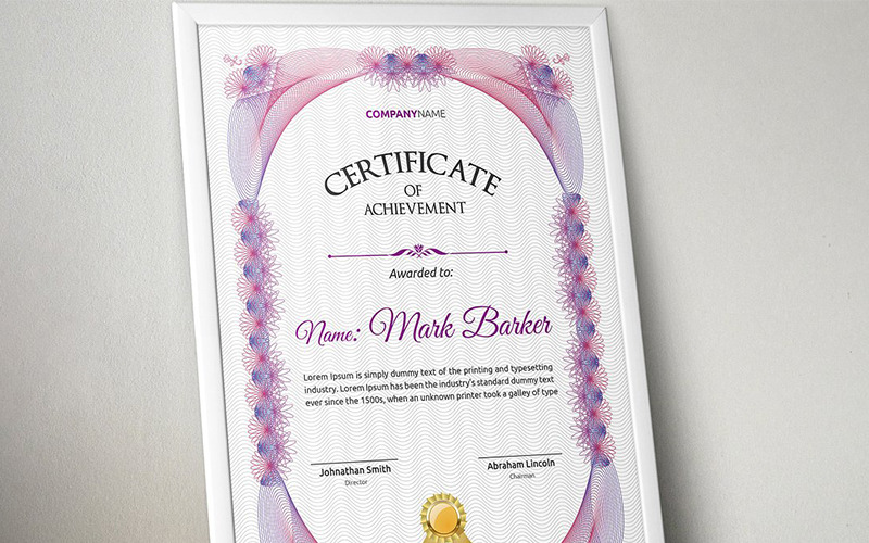 Download Шаблон сертификата "Decorative Certificate Template" / Decorative Certificate Template - Шаблон сертификата на тему графика certificate corporate decorative diploma elegant excellence frame graduation green modern multicolor ornament ornaments paper print ready template professional red simple