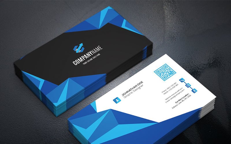 Geometric Dark Business Card - Corporate Identity Template