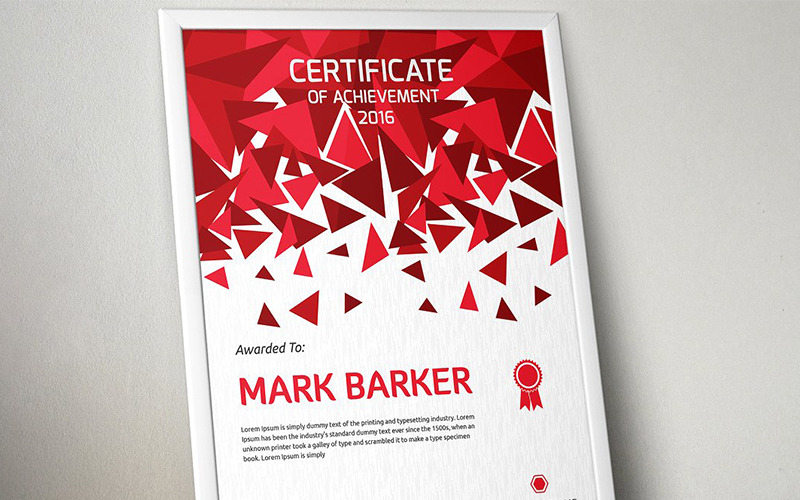 Download Шаблон сертификата "Poly Burst Certificate Template" / Poly Burst Certificate Template - Шаблон сертификата на тему графика certificate corporate decorative diploma elegant excellence frame graduation green modern multicolor ornament ornaments paper print ready template professional red simple