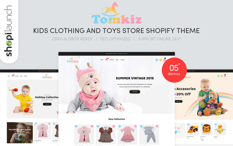 Tomkiz - Barnklädaffär Shopify-tema