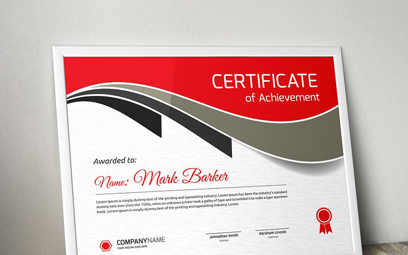 Download Шаблон сертификата "Wavy Modern Certificate Template" / Wavy Modern Certificate Template - Шаблон сертификата на тему графика certificate corporate decorative diploma elegant excellence frame graduation green modern multicolor ornament ornaments paper print ready template professional red simple