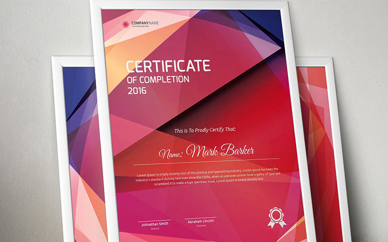 Download Шаблон сертификата "Abstract Colorful Certificate Template" / Abstract Colorful Certificate Template - Шаблон сертификата на тему графика certificate corporate decorative diploma elegant excellence frame graduation green modern multicolor ornament ornaments paper print ready template professional red simple