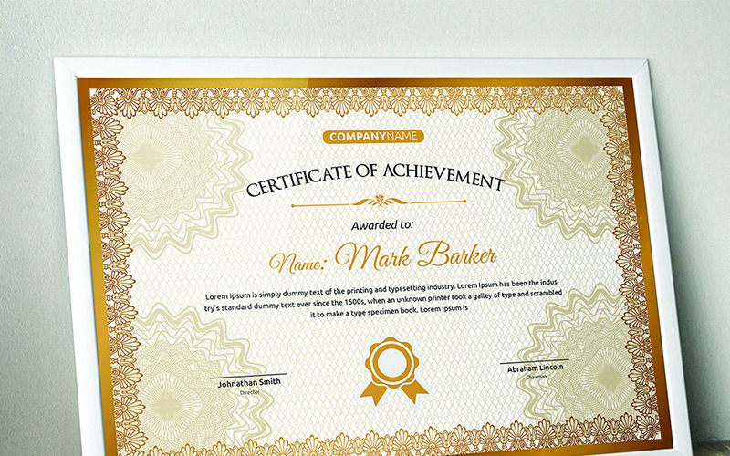 Download Шаблон сертификата "Classic Certificate Template" / Classic Certificate Template - Шаблон сертификата на тему графика certificate corporate decorative diploma elegant excellence frame graduation green modern multicolor ornament ornaments paper print ready template professional red simple