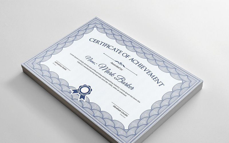 Download Шаблон сертификата "Classic Clean Certificate Template" / Classic Clean Certificate Template - Шаблон сертификата на тему графика certificate corporate decorative diploma elegant excellence frame graduation green modern multicolor ornament ornaments paper print ready template professional red simple