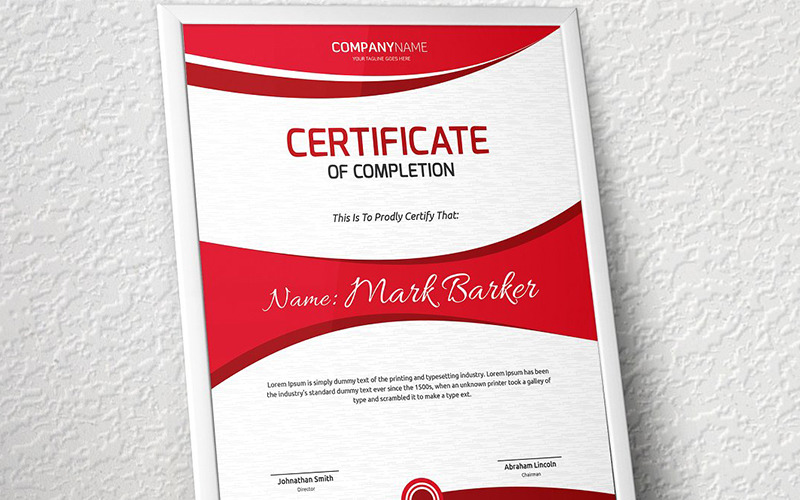 Download Шаблон сертификата "Clean Curvy Certificate Template" / Clean Curvy Certificate Template - Шаблон сертификата на тему графика certificate corporate decorative diploma elegant excellence frame graduation green modern multicolor ornament ornaments paper print ready template professional red simple