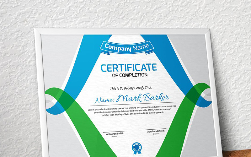 Download Шаблон сертификата "Colorful Curvy Certificate Template" / Colorful Curvy Certificate Template - Шаблон сертификата на тему графика certificate corporate decorative diploma elegant excellence frame graduation green modern multicolor ornament ornaments paper print ready template professional red simple