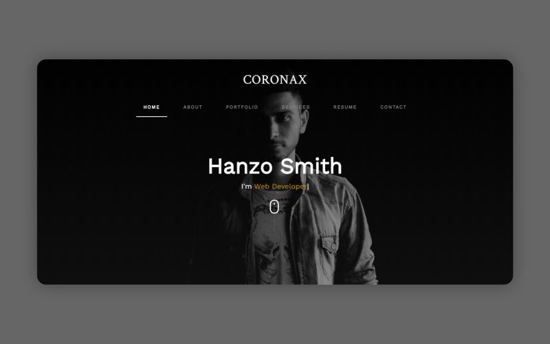 Coronax - Šablona vstupní stránky osobního portfolia