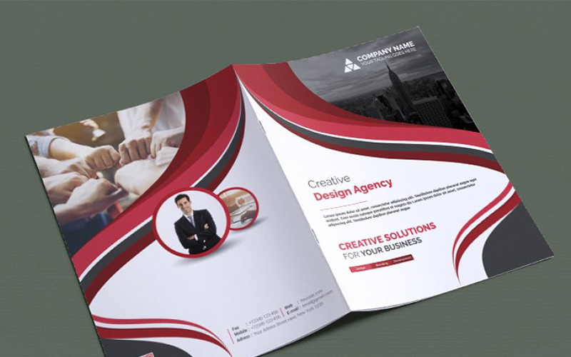 Download Фирменный стиль "Curvy Bifold Brochure - Corporate Identity Template" / Curvy Bifold Brochure - Corporate Identity Template - Фирменный стиль на тему графика abstract agency bi-fold brochure bifold blue business clean company profile corporate creative creativity fold gradient green market marketing modern multipurpose