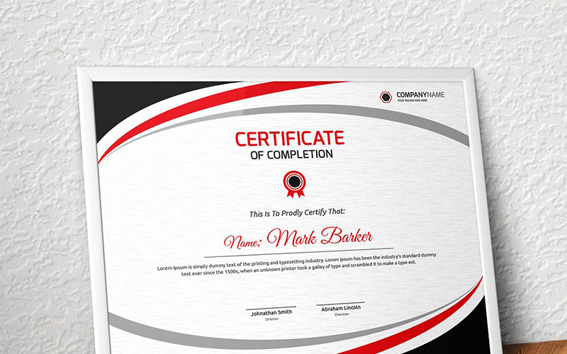 Download Шаблон сертификата "Curvy Clean Certificate Template" / Curvy Clean Certificate Template - Шаблон сертификата на тему графика certificate corporate decorative diploma elegant excellence frame graduation green modern multicolor ornament ornaments paper print ready template professional red simple
