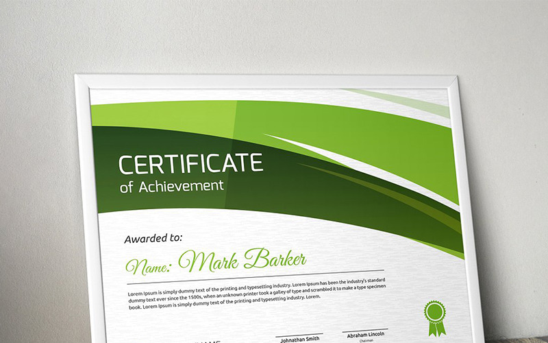 Download Шаблон сертификата "Curvy Modern Certificate Template" / Curvy Modern Certificate Template - Шаблон сертификата на тему графика certificate corporate decorative diploma elegant excellence frame graduation green modern multicolor ornament ornaments paper print ready template professional red simple