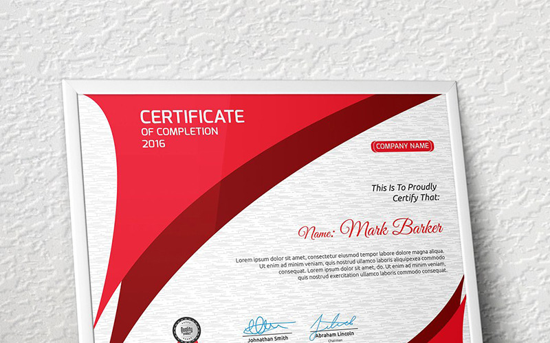 Download Шаблон сертификата "Curvy Modern Certificate Template" / Curvy Modern Certificate Template - Шаблон сертификата на тему графика certificate corporate decorative diploma elegant excellence frame graduation green modern multicolor ornament ornaments paper print ready template professional red simple
