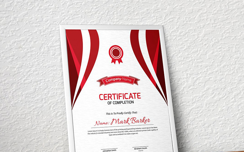 Download Шаблон сертификата "Curvy Modern Certificate Template" / Curvy Modern Certificate Template - Шаблон сертификата на тему графика certificate corporate decorative diploma elegant excellence frame graduation green modern multicolor ornament ornaments paper print ready template professional red simple