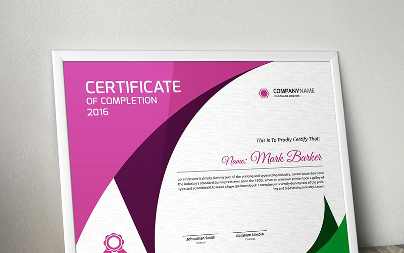 Download Шаблон сертификата "Curvy Multicolor Certificate Template" / Curvy Multicolor Certificate Template - Шаблон сертификата на тему графика certificate corporate decorative diploma elegant excellence frame graduation green modern multicolor ornament ornaments paper print ready template professional red simple