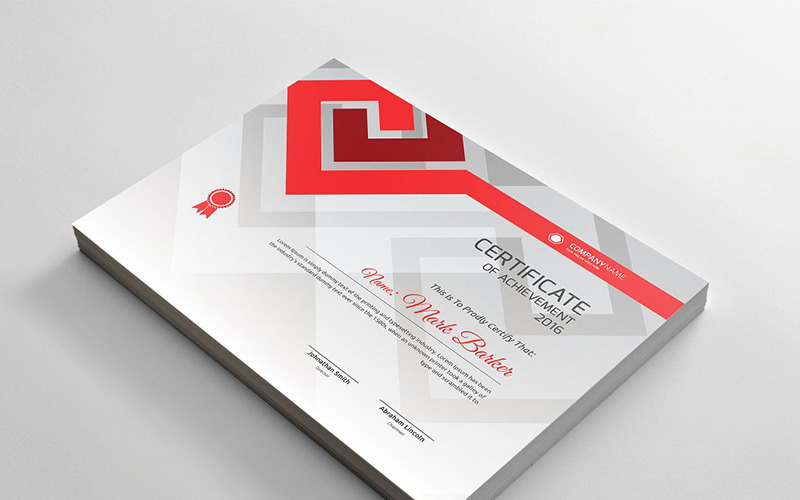 Download Шаблон сертификата "Geometric Certificate Template" / Geometric Certificate Template - Шаблон сертификата на тему графика certificate corporate decorative diploma elegant excellence frame graduation green modern multicolor ornament ornaments paper print ready template professional red simple