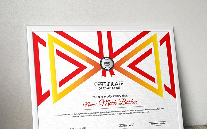 Download Шаблон сертификата "Geometric Certificate Template" / Geometric Certificate Template - Шаблон сертификата на тему графика certificate corporate decorative diploma elegant excellence frame graduation green modern multicolor ornament ornaments paper print ready template professional red simple