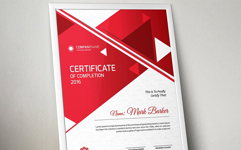 Download Шаблон сертификата "Geometric Certificate Template" / Geometric Certificate Template - Шаблон сертификата на тему графика certificate corporate decorative diploma elegant excellence frame graduation green modern multicolor ornament ornaments paper print ready template professional red simple