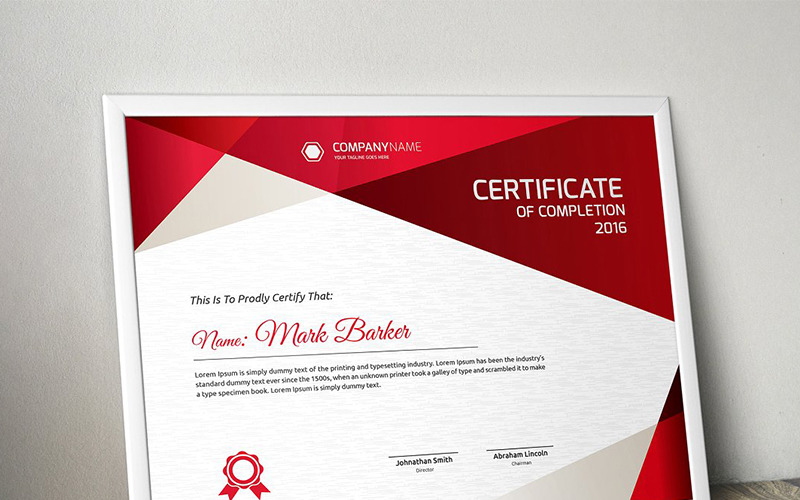 Download Шаблон сертификата "Geometric Certificate Template" / Geometric Certificate Template - Шаблон сертификата на тему графика certificate corporate decorative diploma elegant excellence frame graduation green modern multicolor ornament ornaments paper print ready template professional red simple