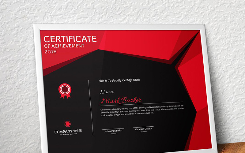 Download Шаблон сертификата "Geometric Certificate Template" / Geometric Certificate Template - Шаблон сертификата на тему графика certificate corporate decorative diploma elegant excellence frame graduation green modern multicolor ornament ornaments paper print ready template professional red simple