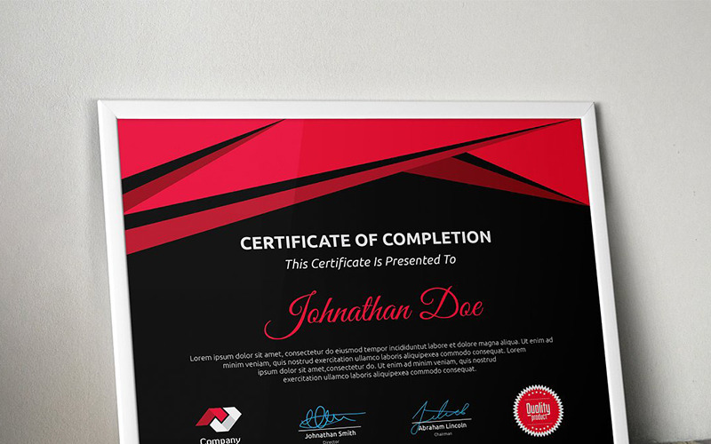 Download Шаблон сертификата "Geometric Certificate Template" / Geometric Certificate Template - Шаблон сертификата на тему графика certificate corporate decorative diploma elegant excellence frame graduation green modern multicolor ornament ornaments paper print ready template professional red simple