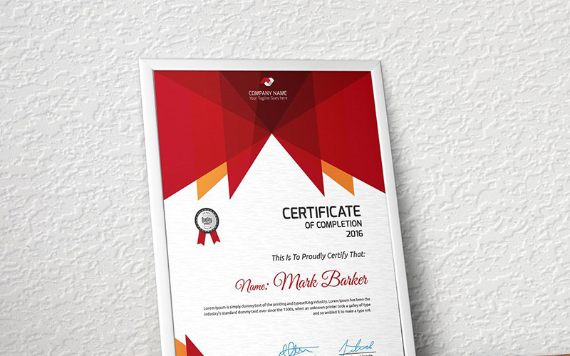Download Шаблон сертификата "Geometric Certificate Template" / Geometric Certificate Template - Шаблон сертификата на тему графика certificate corporate decorative diploma elegant excellence frame graduation green modern multicolor ornament ornaments paper print ready template professional red simple