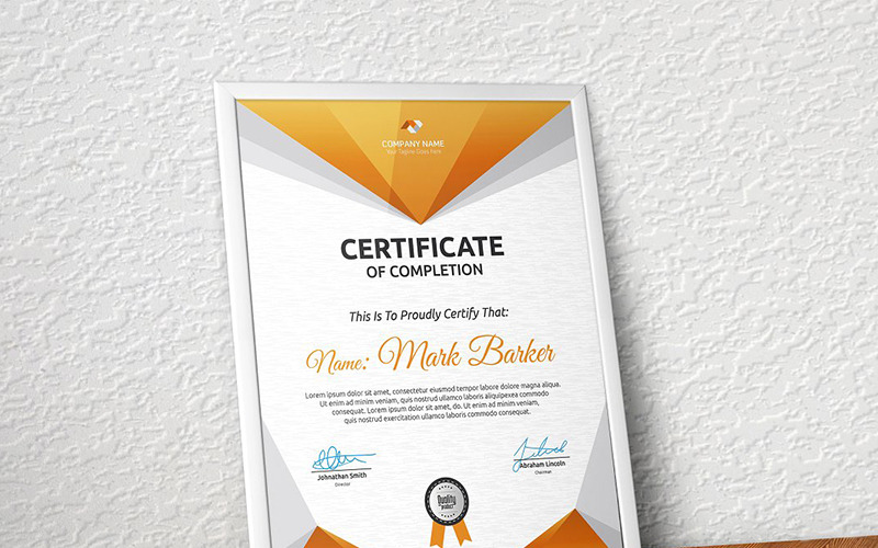 Download Шаблон сертификата "Geometric Portrait Certificate Template" / Geometric Portrait Certificate Template - Шаблон сертификата на тему графика certificate corporate decorative diploma elegant excellence frame graduation green modern multicolor ornament ornaments paper print ready template professional red simple