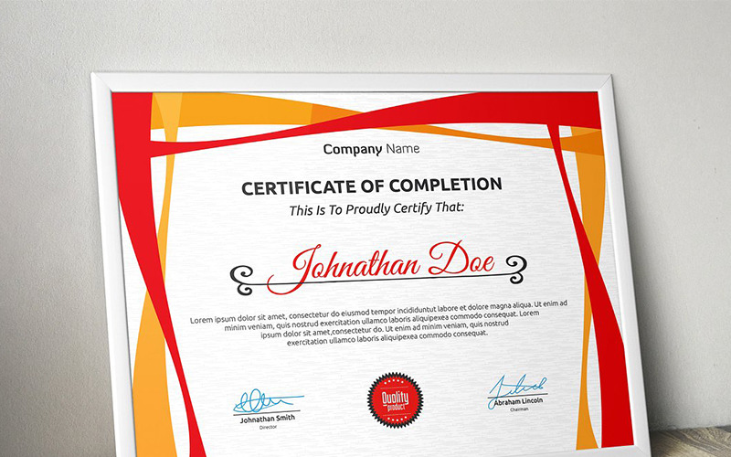 Download Шаблон сертификата "Modern Multicolor Certificate Template" / Modern Multicolor Certificate Template - Шаблон сертификата на тему графика certificate corporate decorative diploma elegant excellence frame graduation green modern multicolor ornament ornaments paper print ready template professional red simple
