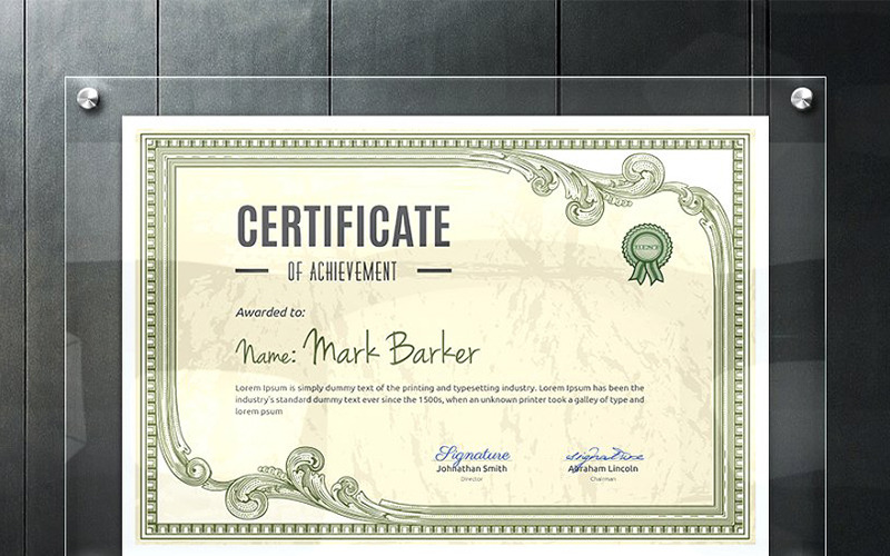 Download Шаблон сертификата "Retro Rusty Certificate Template" / Retro Rusty Certificate Template - Шаблон сертификата на тему графика certificate corporate decorative diploma elegant excellence frame graduation green modern multicolor ornament ornaments paper print ready template professional red simple