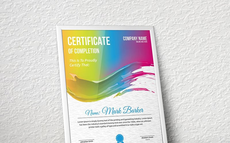 Download Шаблон сертификата "Watercolor Gradient Certificate Template" / Watercolor Gradient Certificate Template - Шаблон сертификата на тему графика certificate corporate decorative diploma elegant excellence frame graduation green modern multicolor ornament ornaments paper print ready template professional red simple