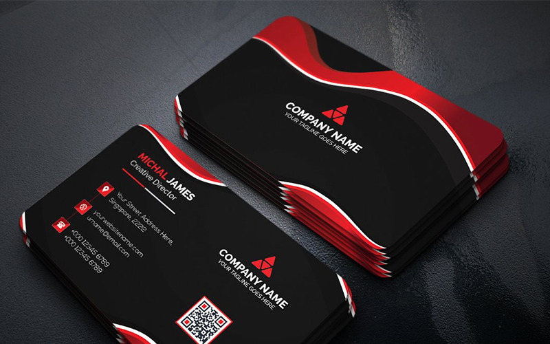 Download Фирменный стиль "Curvy Dark Business Card - Corporate Identity Template" / Curvy Dark Business Card - Corporate Identity Template - Фирменный стиль на тему графика art blue business card cards colorful corporate creative flyers food green hi-quality modern official photography professional purply real estate red