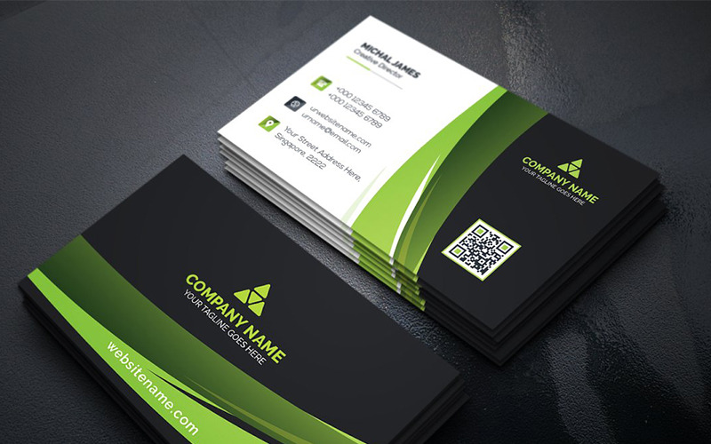 Download Фирменный стиль "Curvy Dark Business Card - Corporate Identity Template" / Curvy Dark Business Card - Corporate Identity Template - Фирменный стиль на тему графика art blue business card cards colorful corporate creative flyers food green hi-quality modern official photography professional purply real estate red