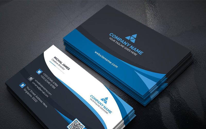 Curvy Dark Business Card - Corporate Identity Template