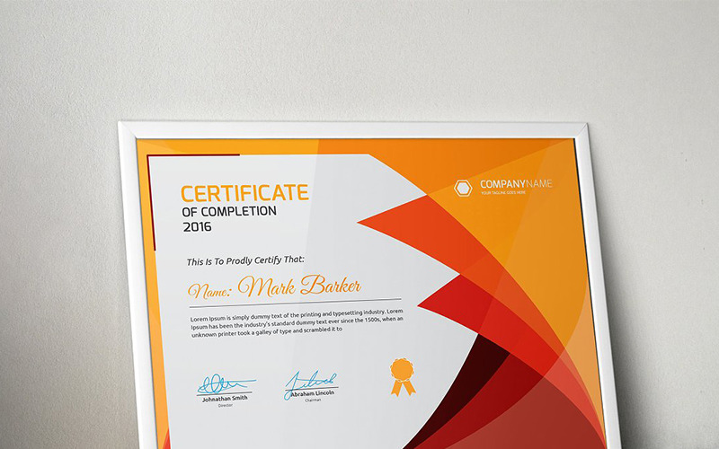 Download Шаблон сертификата "Curvy Modern Certificate Template" / Curvy Modern Certificate Template - Шаблон сертификата на тему графика certificate corporate decorative diploma elegant excellence frame graduation green modern multicolor ornament ornaments paper print ready template professional red simple