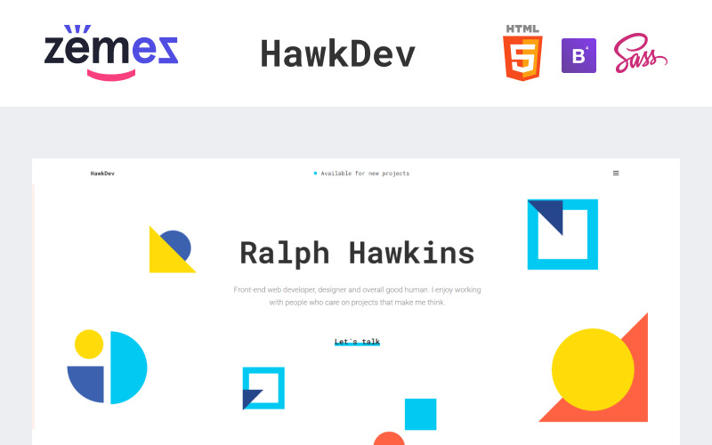 HawkDev - Modèle de site Web de portefeuille de développeur Web