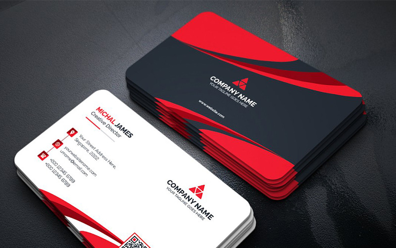 Curvy Dark Business Card - Corporate Identity Template