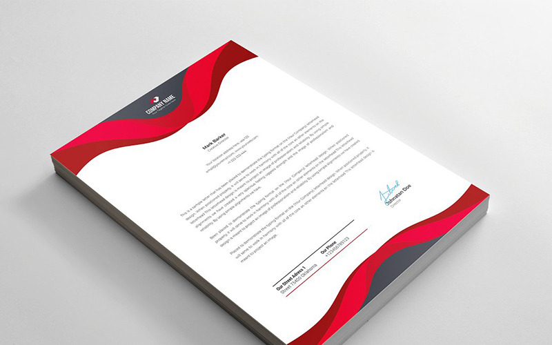 Download Фирменный стиль "Curvy Letterhead - Corporate Identity Template" / Curvy Letterhead - Corporate Identity Template - Фирменный стиль на тему графика brand branding business letterhead clean corporate identity creative dark design pad template line modern presentation professional red stationery us