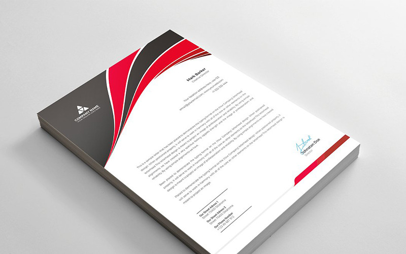 Download Фирменный стиль "Curvy Letterhead - Corporate Identity Template" / Curvy Letterhead - Corporate Identity Template - Фирменный стиль на тему графика brand branding business letterhead clean corporate identity creative dark design pad template line modern presentation professional red stationery us