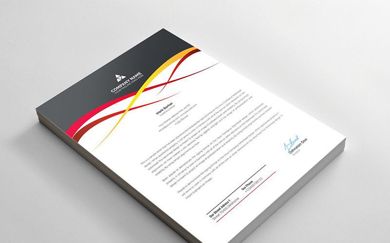 Download Фирменный стиль "Curvy Letterhead - Corporate Identity Template" / Curvy Letterhead - Corporate Identity Template - Фирменный стиль на тему графика brand branding business letterhead clean corporate identity creative dark design pad template line modern presentation professional red stationery us
