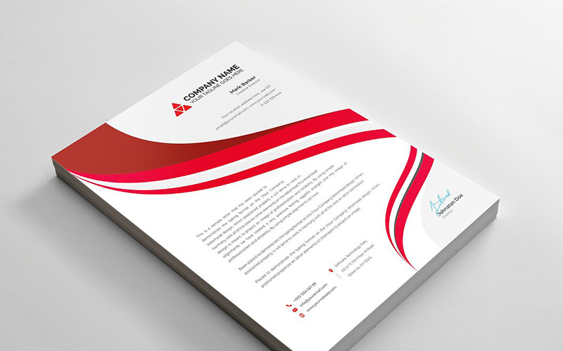 Download Фирменный стиль "Curvy Letterhead - Corporate Identity Template" / Curvy Letterhead - Corporate Identity Template - Фирменный стиль на тему графика brand branding business letterhead clean corporate identity creative dark design pad template line modern presentation professional red stationery us