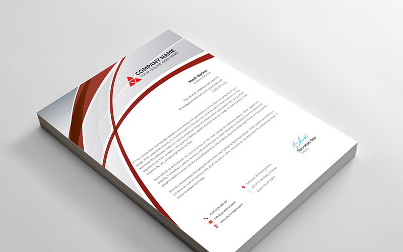 Download Фирменный стиль "Curvy Letterhead - Corporate Identity Template" / Curvy Letterhead - Corporate Identity Template - Фирменный стиль на тему графика brand branding business letterhead clean corporate identity creative dark design pad template line modern presentation professional red stationery us