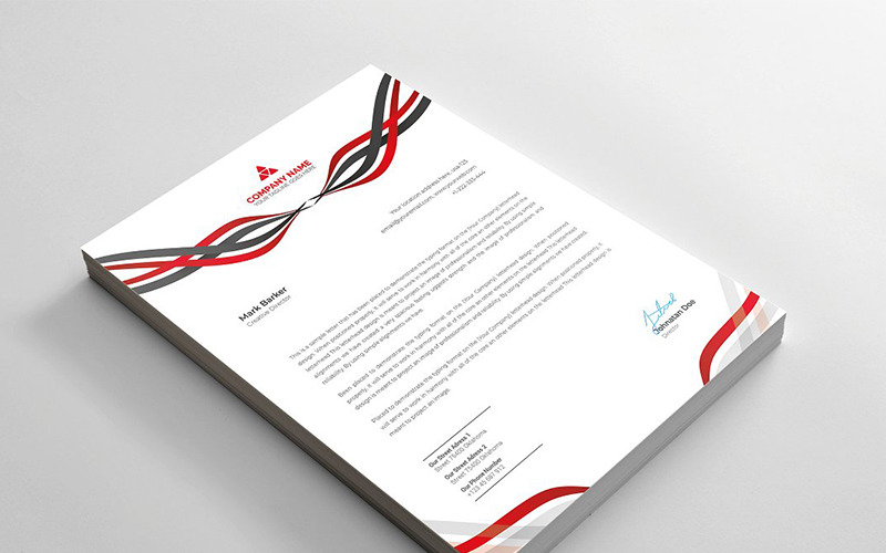 Download Фирменный стиль "Curvy Letterhead - Corporate Identity Template" / Curvy Letterhead - Corporate Identity Template - Фирменный стиль на тему графика brand branding business letterhead clean corporate identity creative dark design pad template line modern presentation professional red stationery us