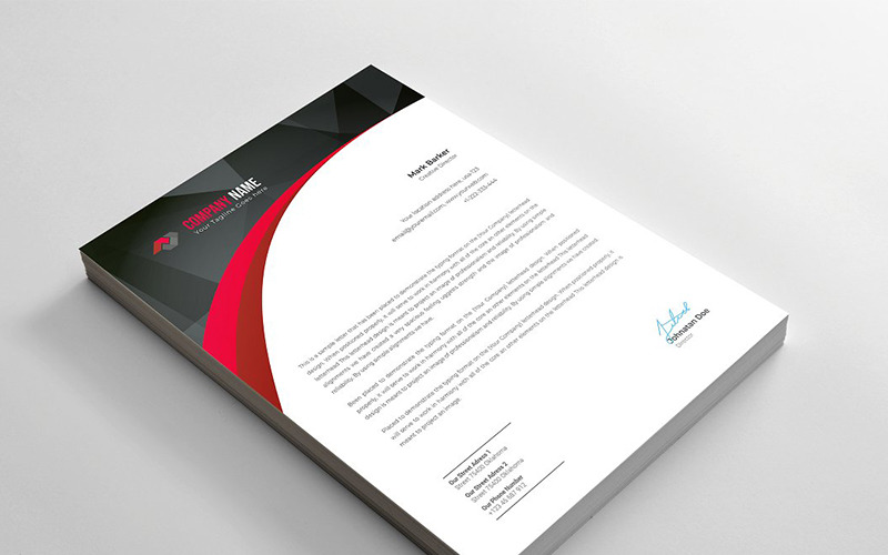 Download Фирменный стиль "Curvy Letterhead - Corporate Identity Template" / Curvy Letterhead - Corporate Identity Template - Фирменный стиль на тему графика brand branding business letterhead clean corporate identity creative dark design pad template line modern presentation professional red stationery us