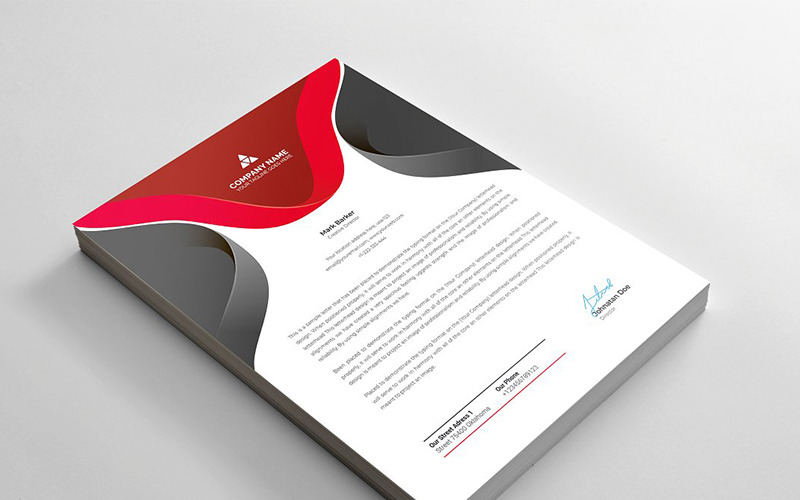 Download Фирменный стиль "Curvy Letterhead - Corporate Identity Template" / Curvy Letterhead - Corporate Identity Template - Фирменный стиль на тему графика brand branding business letterhead clean corporate identity creative dark design pad template line modern presentation professional psd red stationery us