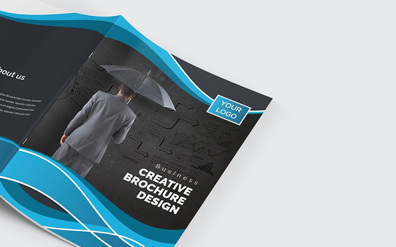 Download Фирменный стиль "Curvy Modern Bifold Brochure - Corporate Identity Template" / Curvy Modern Bifold Brochure - Corporate Identity Template - Фирменный стиль на тему графика abstract agency bi-fold brochure bifold blue business clean company profile corporate creative creativity fold gradient green market marketing modern multipurpose