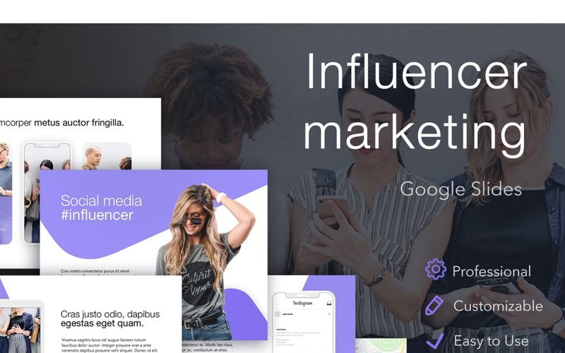 Influenciador de marketing no Google Slides