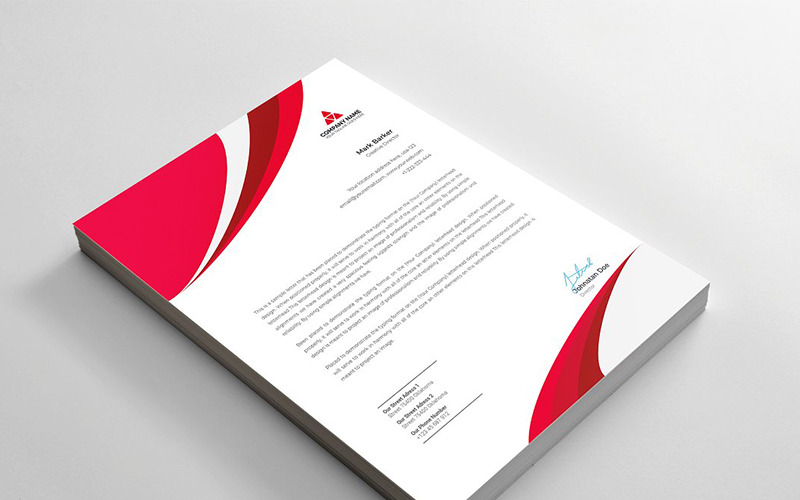 Download Фирменный стиль "Modern Simple Letterhead - Corporate Identity Template" / Modern Simple Letterhead - Corporate Identity Template - Фирменный стиль на тему графика brand branding business letterhead clean corporate identity creative dark design pad template line modern presentation professional red stationery us