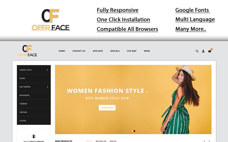 Offerface - шаблон OpenCart магазину моди