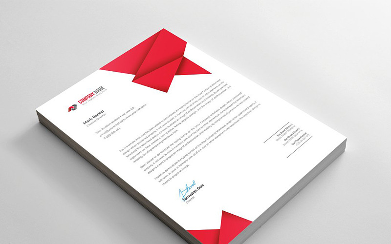 Download Фирменный стиль "Origami Letterhead - Corporate Identity Template" / Origami Letterhead - Corporate Identity Template - Фирменный стиль на тему графика brand branding business letterhead clean corporate identity creative dark design pad template line modern presentation professional red stationery us